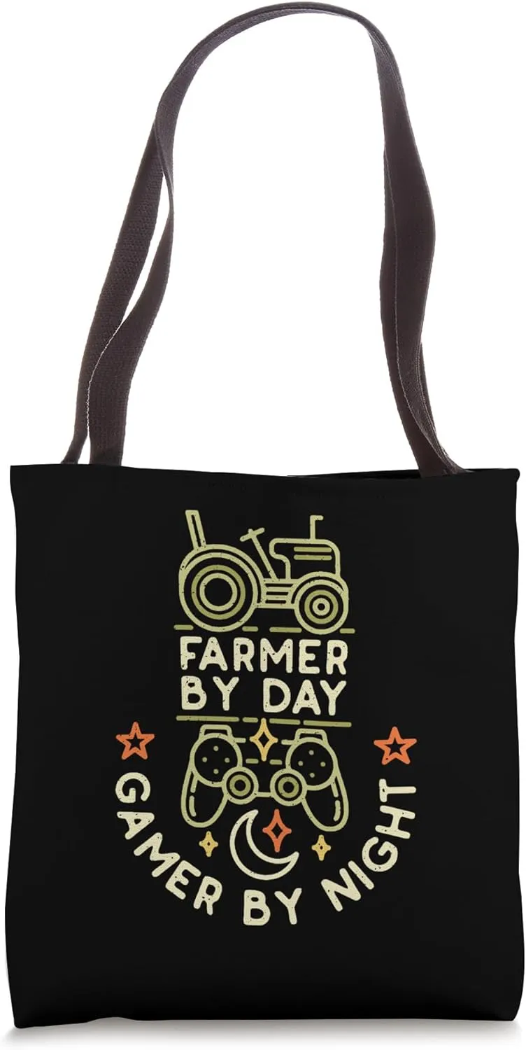 Farmer By Day Gamer By Night - Tractor and Video Farmland Tote Bag