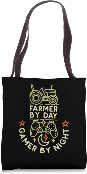 Farmer By Day Gamer By Night - Tractor and Video Farmland Tote Bag