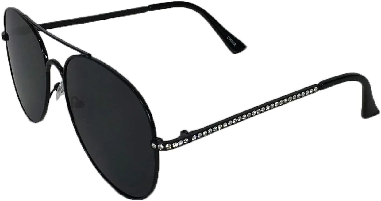 Fashion Culture Unisex Bijou Crystal Embellished 60 mm Aviator Sunglasses