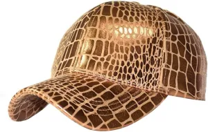 Fashion Mens Crocodile Pattern Baseball Cap PU Leather Hats for Women Adjustable Outdoor Sports Hats