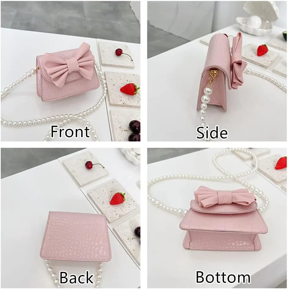 Fashion Princess Wear Bag Small Toddler Crossbody Bag Pearl Chain Handbags Shoulder Bag for Kids Gift