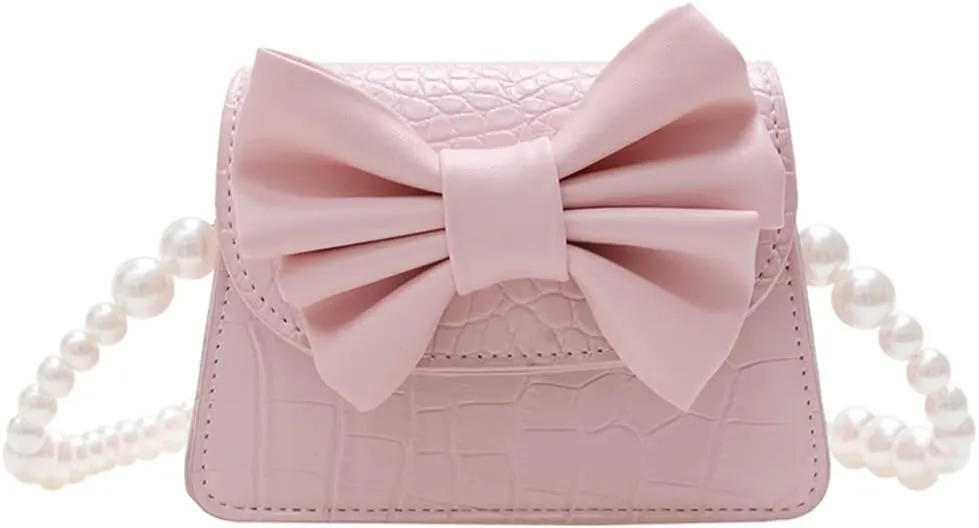Fashion Princess Wear Bag Small Toddler Crossbody Bag Pearl Chain Handbags Shoulder Bag for Kids Gift