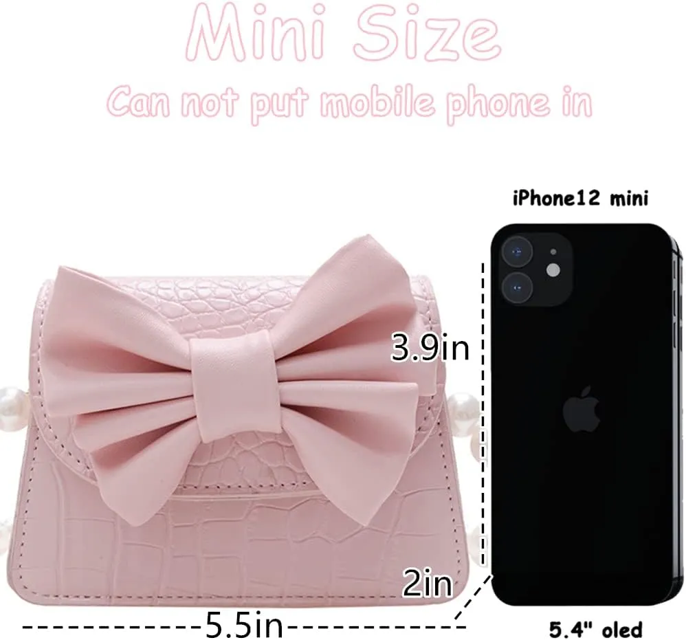 Fashion Princess Wear Bag Small Toddler Crossbody Bag Pearl Chain Handbags Shoulder Bag for Kids Gift