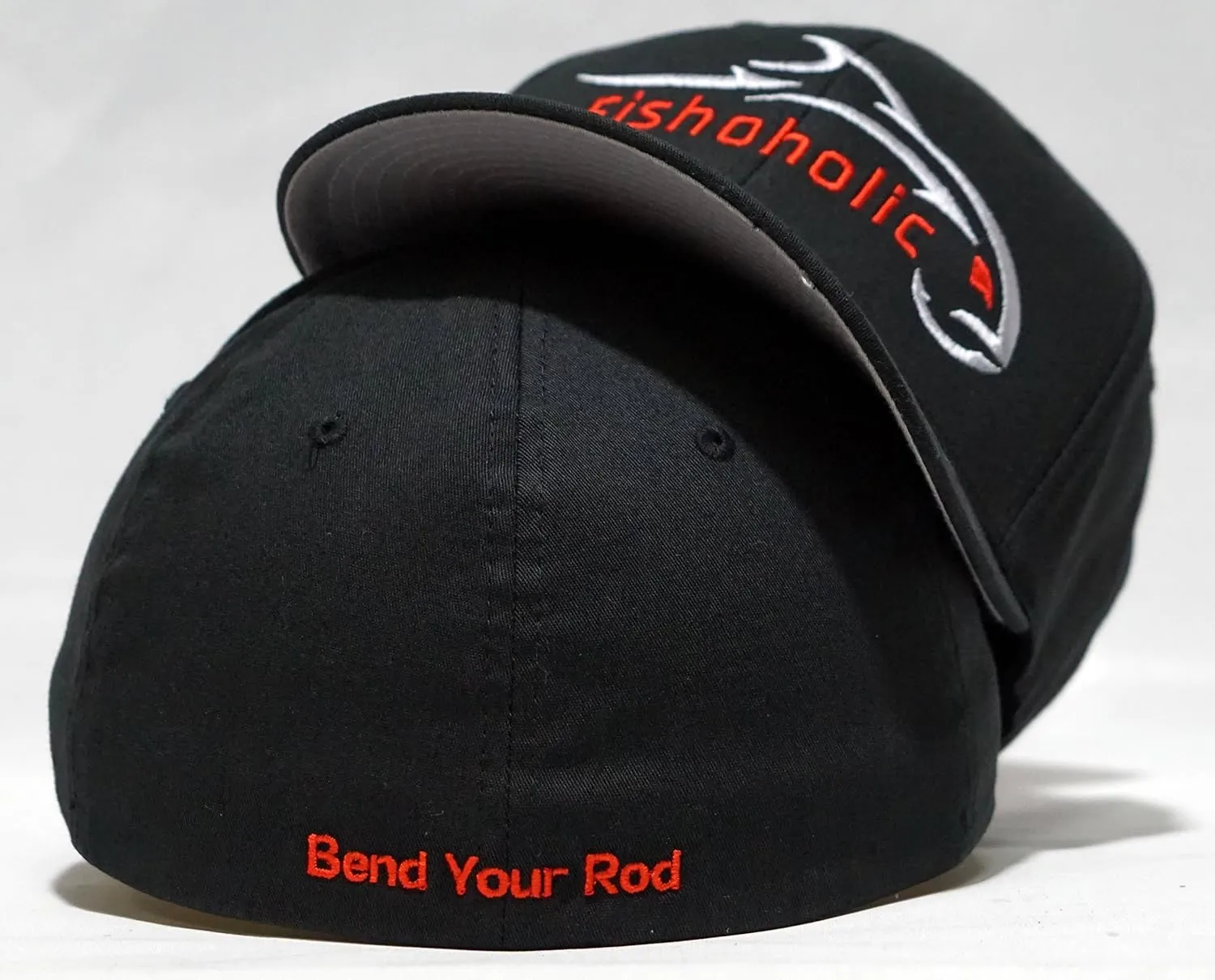 Fishoholic Flexfit Baseball Fishing Hat – Embroidered Logo, Semi-Fitted, S/M & L/XL Sizes – Fishing Enthusiast Gift