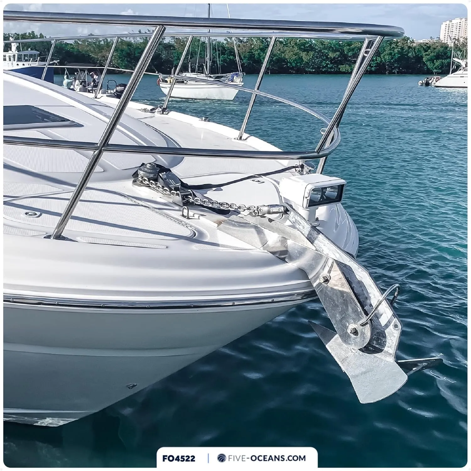 Five Oceans Windlass Anchor Rode, Hand-Spliced Anchor Rope and Chain Combination Kit, Nylon 3-Strand Rope, HT G4 Hot-Dipped Galvanized Steel Chain for Boat Anchor Systems - Multiple Sizes