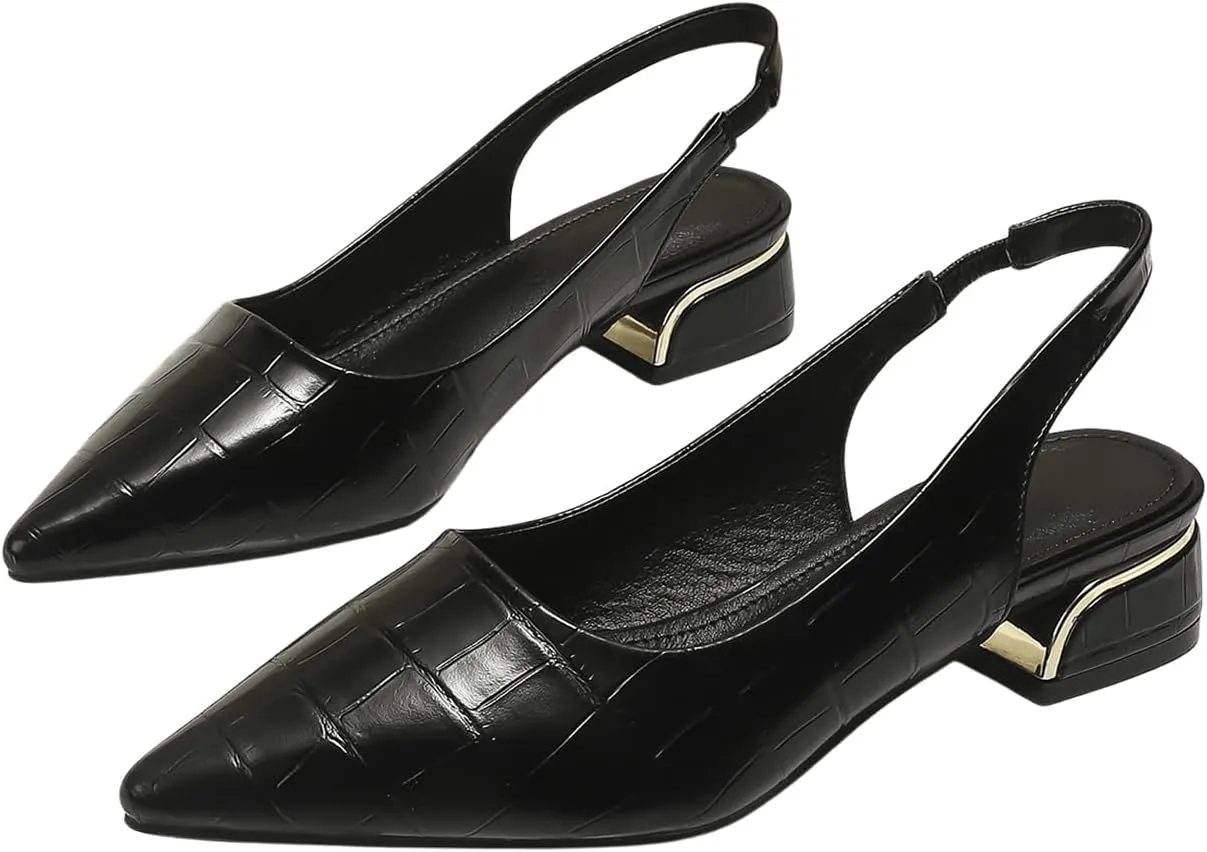 Floerns Women's Crocodile Slingback Flats Pointed Toe Slip on Dressy Shoes