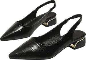 Floerns Women's Crocodile Slingback Flats Pointed Toe Slip on Dressy Shoes
