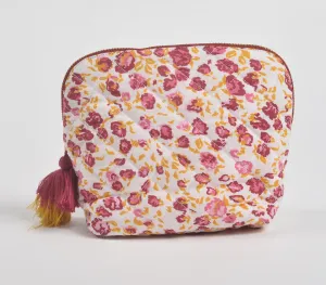 Floral Fuschia Cotton Tasseled Travel Pouch