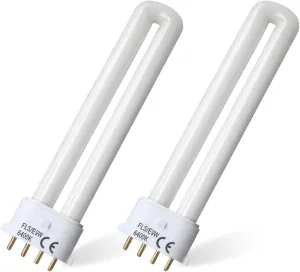 FLS/E9W 6400K Camping Lantern Bulb,Replacement for 9W Fluorescent Bulb,4 Pin 2G7 Base,5.5 inch Special Size,6400K(2PACK)