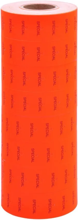 Fluorescent Red with Black "Special" Labels to fit Motex® MX5500 Price Guns 16 Pack (Free Ink roll Included)