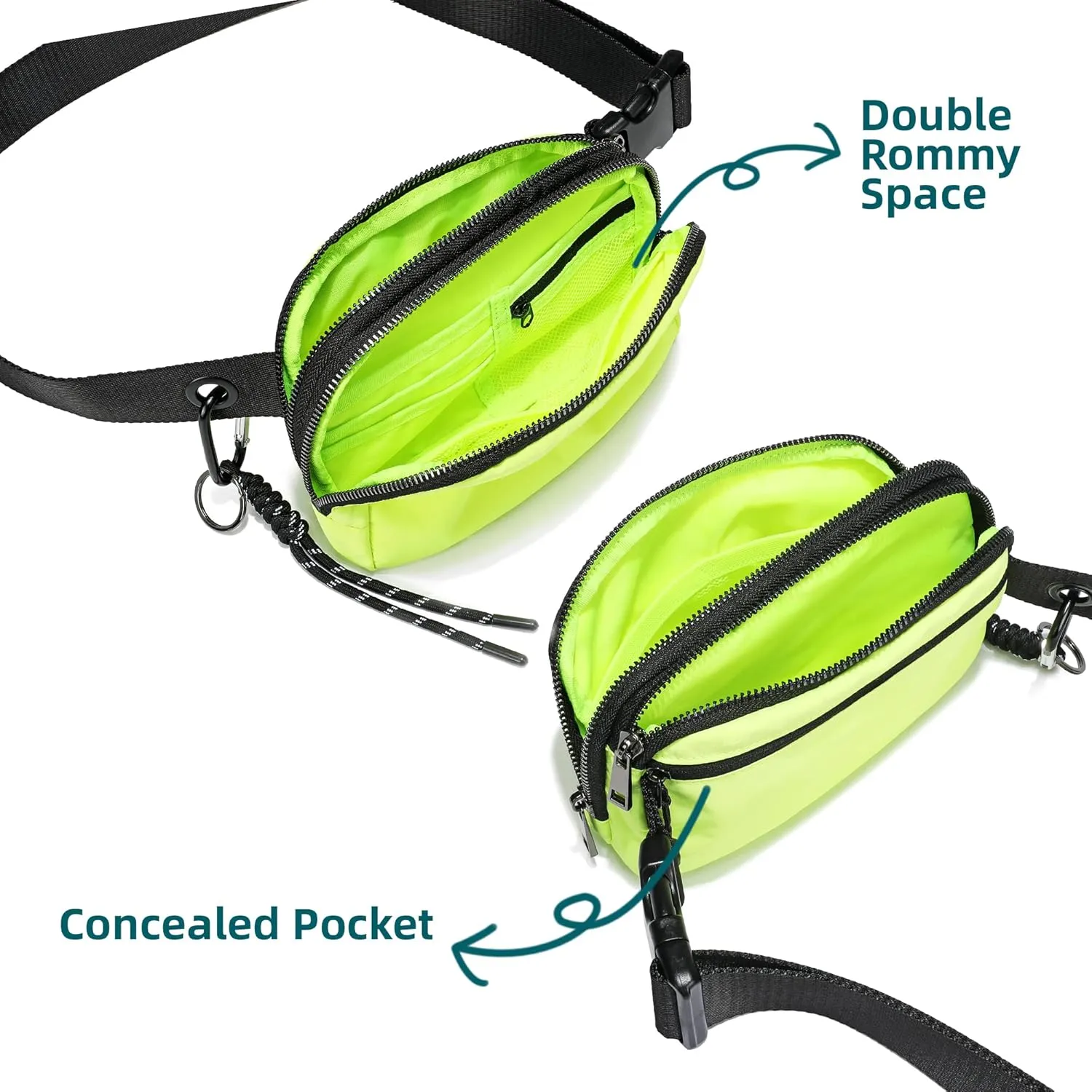 FODOKO Fanny Packs for Women Men, Fashionable Belt Bag Waist Pack for Women with Adjustable Strap, Bum Bag for Running Hiking Travel Workout Fluorescent Green