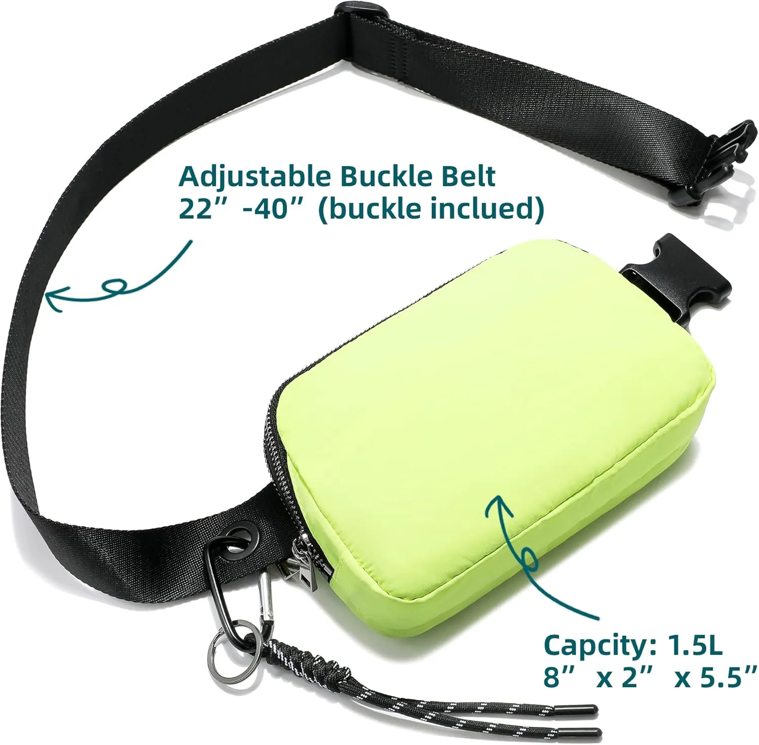 FODOKO Fanny Packs for Women Men, Fashionable Belt Bag Waist Pack for Women with Adjustable Strap, Bum Bag for Running Hiking Travel Workout Fluorescent Green