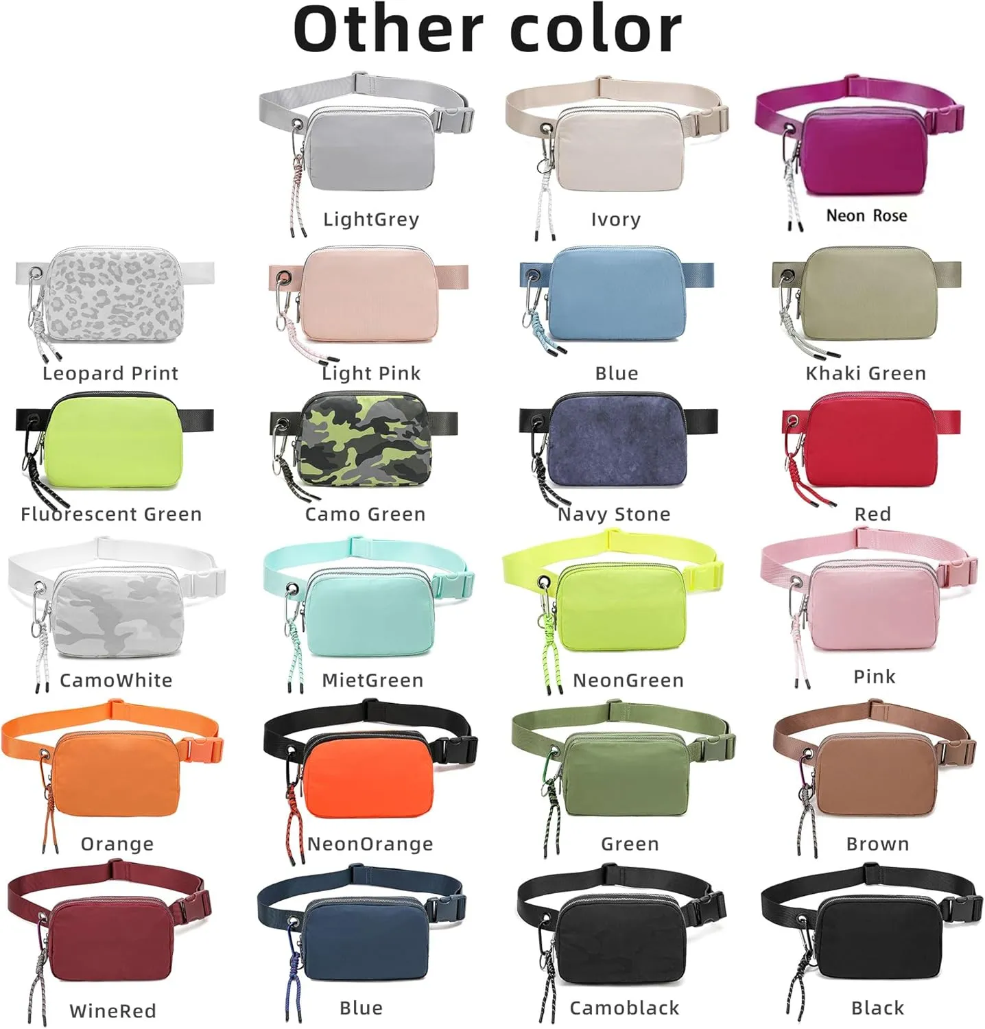FODOKO Fanny Packs for Women Men, Fashionable Belt Bag Waist Pack for Women with Adjustable Strap, Bum Bag for Running Hiking Travel Workout Fluorescent Green