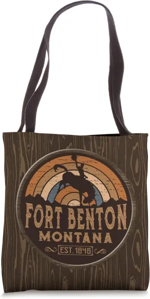 Fort Benton Montana MT Retro Style Rodeo Cowboy Tote Bag
