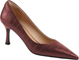 FOWT Simple Solid Croc-Embossed Pointed Toe Pumps Women Dressy Slip on Thin High Heels Sexy Shallow Party Evening Dance Shoes US Size 4-16