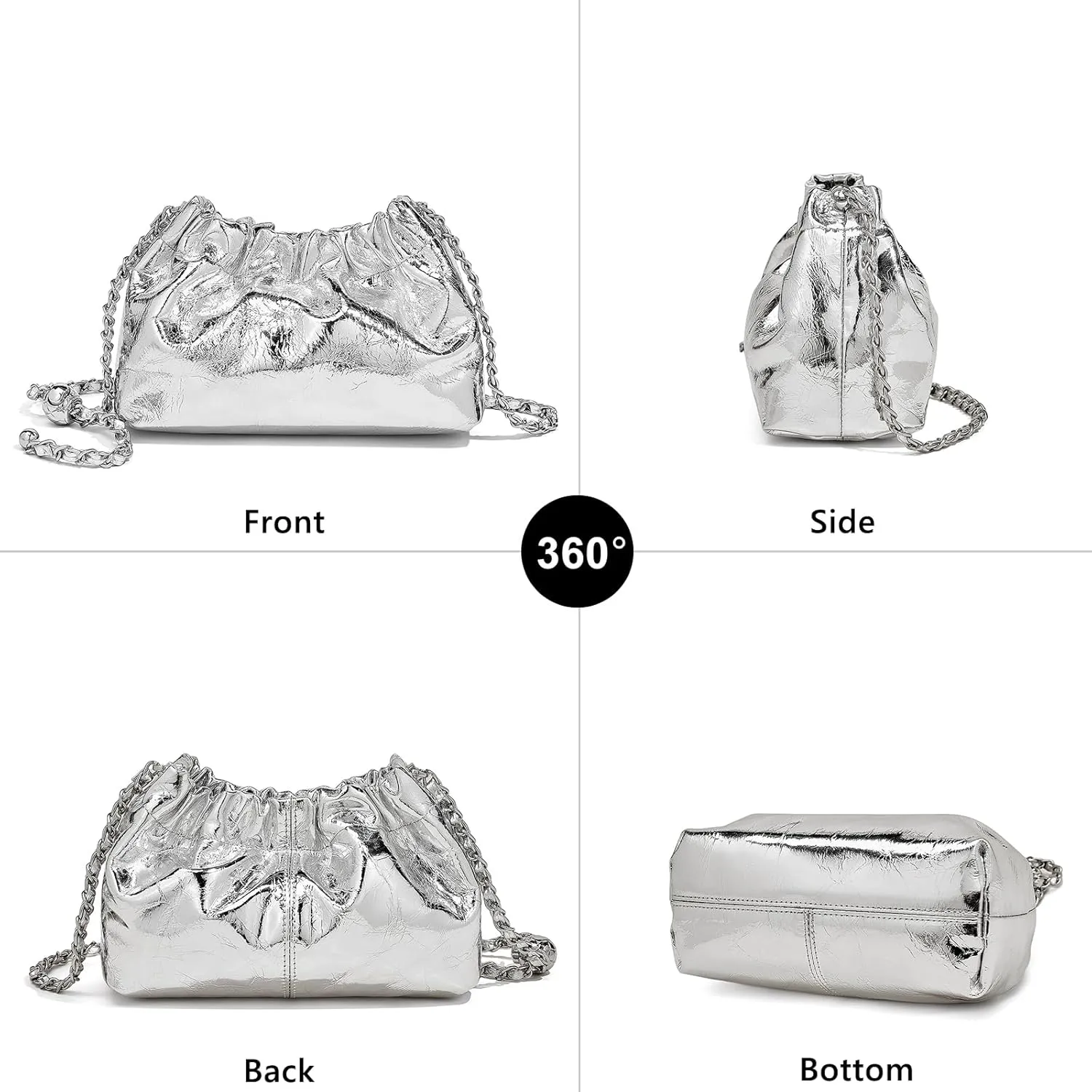 FOXLOVER Mini Size Cell Phone Crossbody Bags for Women Cowhide Leather Trendy Magnetic Closure Purses Chain Straps