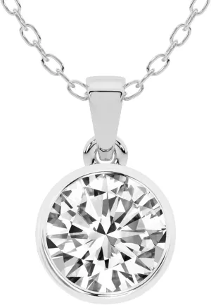 FRIENDLY DIAMONDS 0.75 Carat - 6 Carat IGI Certified Lab Grown Diamond | Allure Bezel Lab Diamond Necklace In 14K Or 18K White, Yellow Or Rose Gold | FG-VS1-VS2 Quality