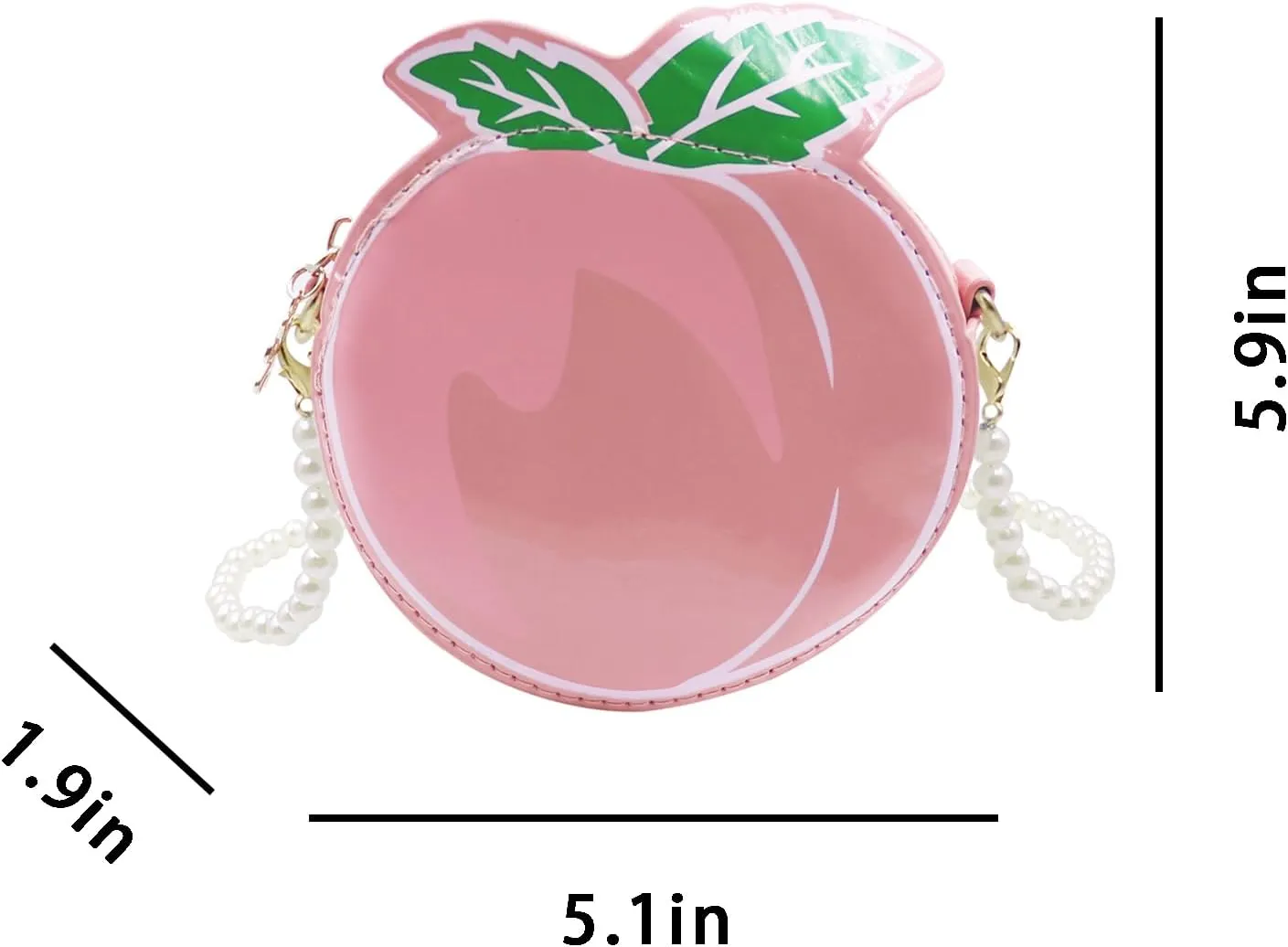 Fruit Crossbody Purse with Pearl Strap Mini Crossbody Shoulder Bag Peach Pink Purse Gift for Girls Furit Shoulder Bag