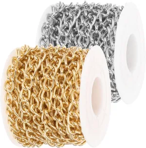 GARIOUANS 2Rolls Chains for DIY Crafts Versatile Jewelry Making Accessory for Bags Clothes and More Wire Yards Each
