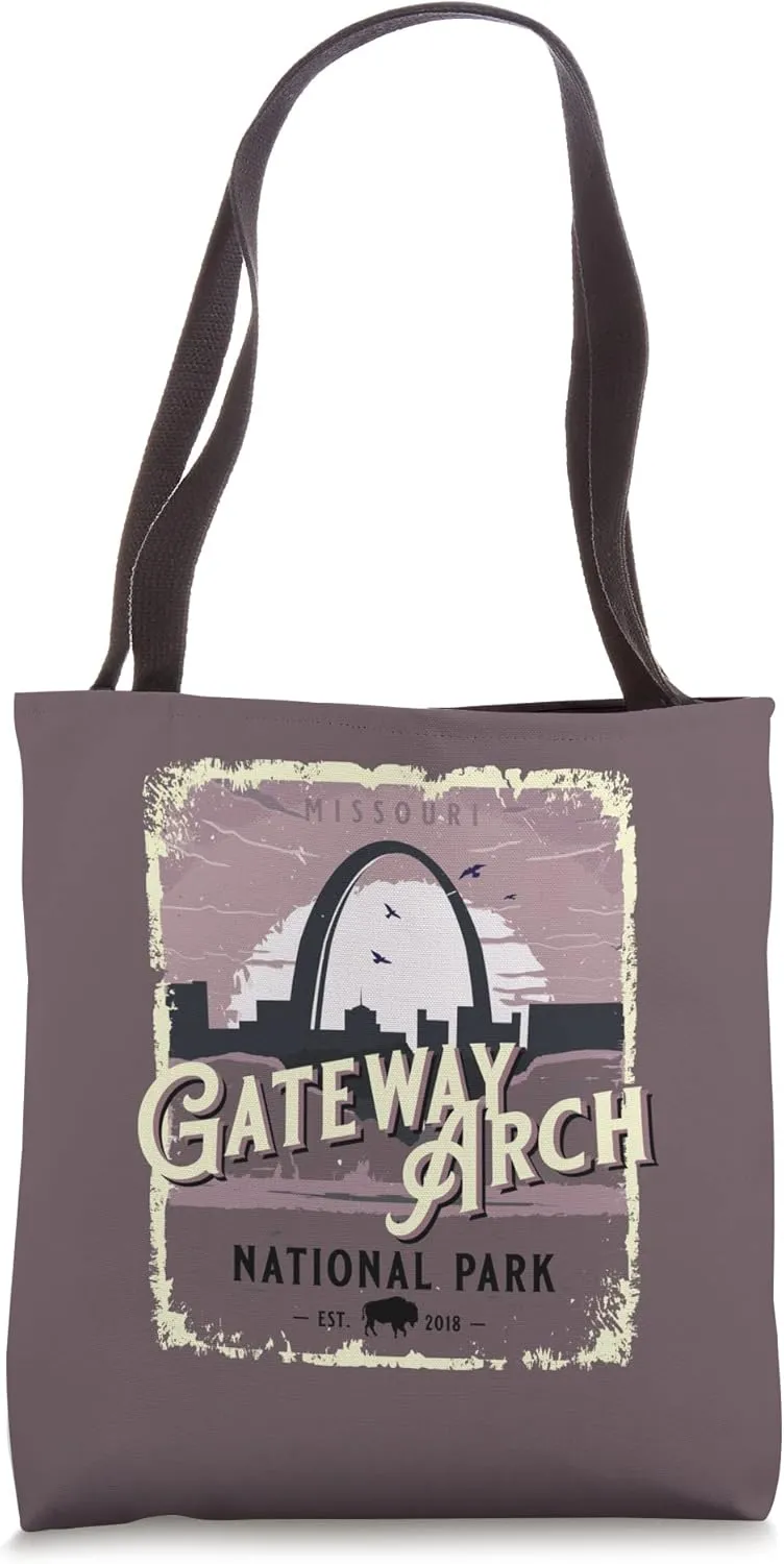 Gateway Arch National Park Vintage Travel Poster Style Tote Bag