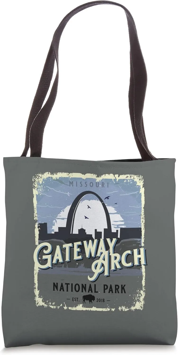 Gateway Arch National Park Vintage Travel Poster Style Tote Bag