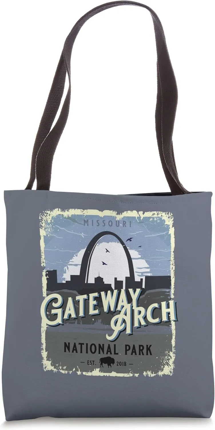 Gateway Arch National Park Vintage Travel Poster Style Tote Bag