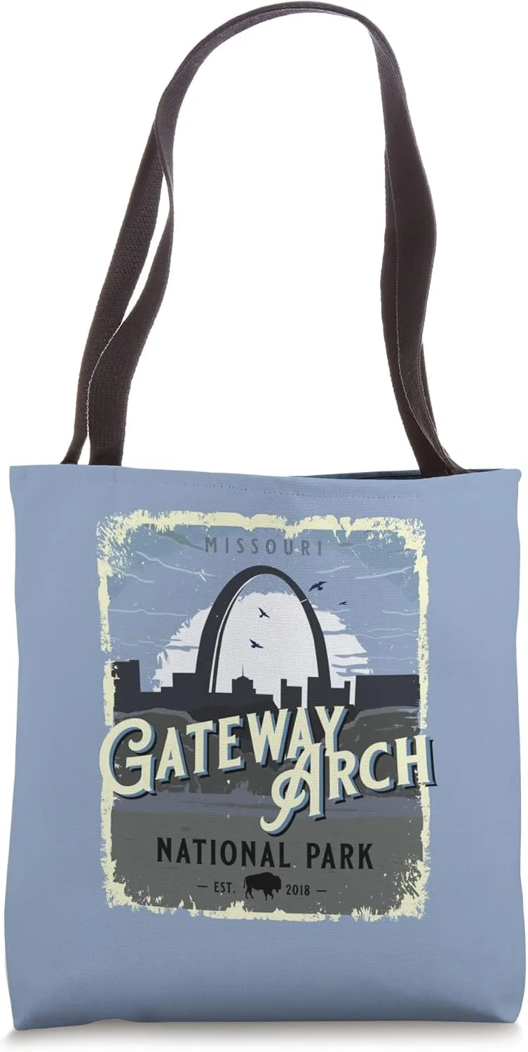 Gateway Arch National Park Vintage Travel Poster Style Tote Bag