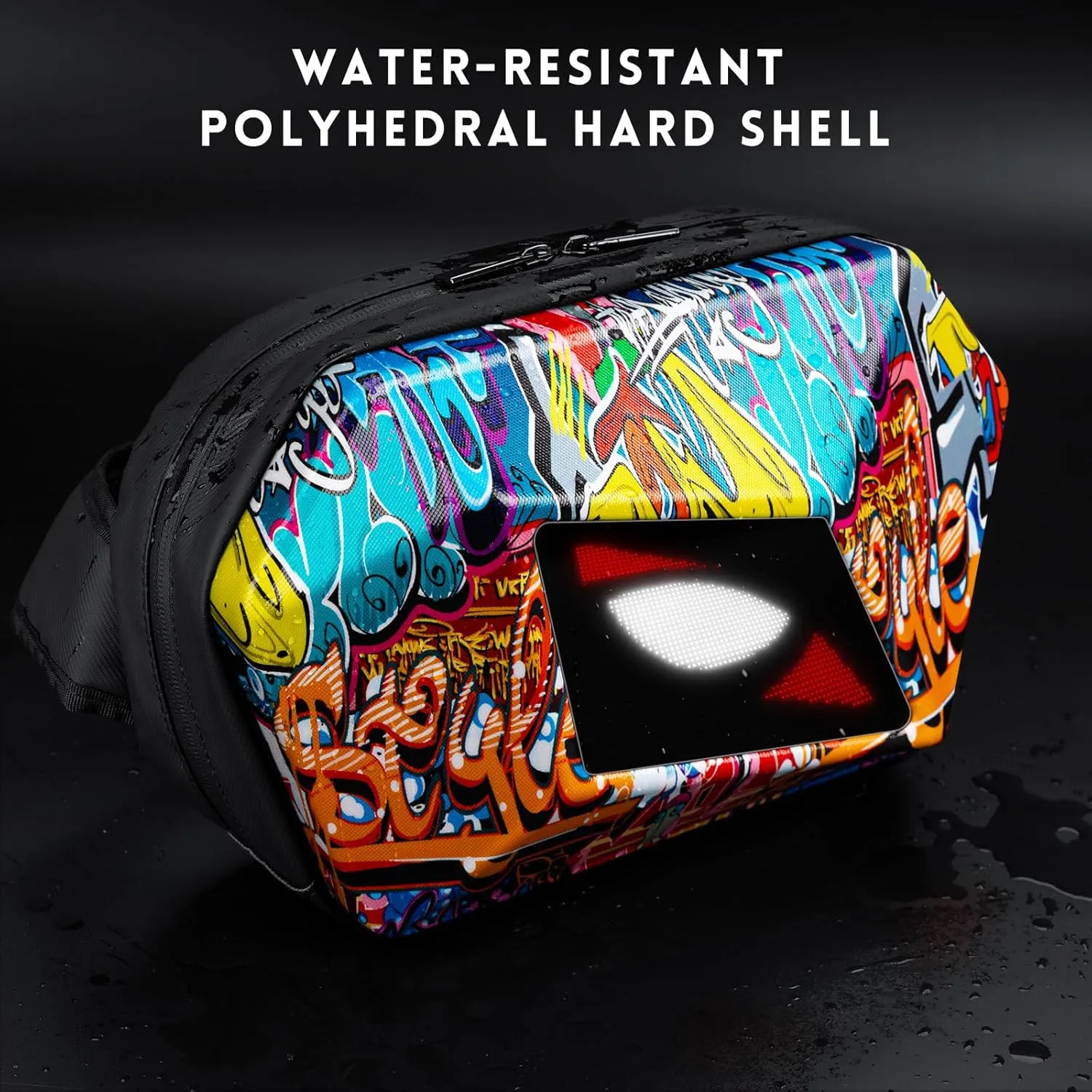 Gelrova Loy Devil Eye LED Fanny Bag, LED Display Screen DIY, Outdoor Fashion Travel Sling Bag, Graffiti