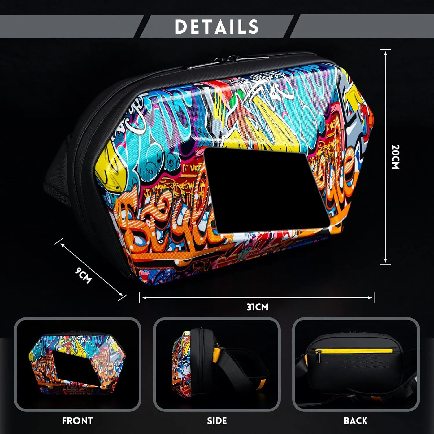 Gelrova Loy Devil Eye LED Fanny Bag, LED Display Screen DIY, Outdoor Fashion Travel Sling Bag, Graffiti