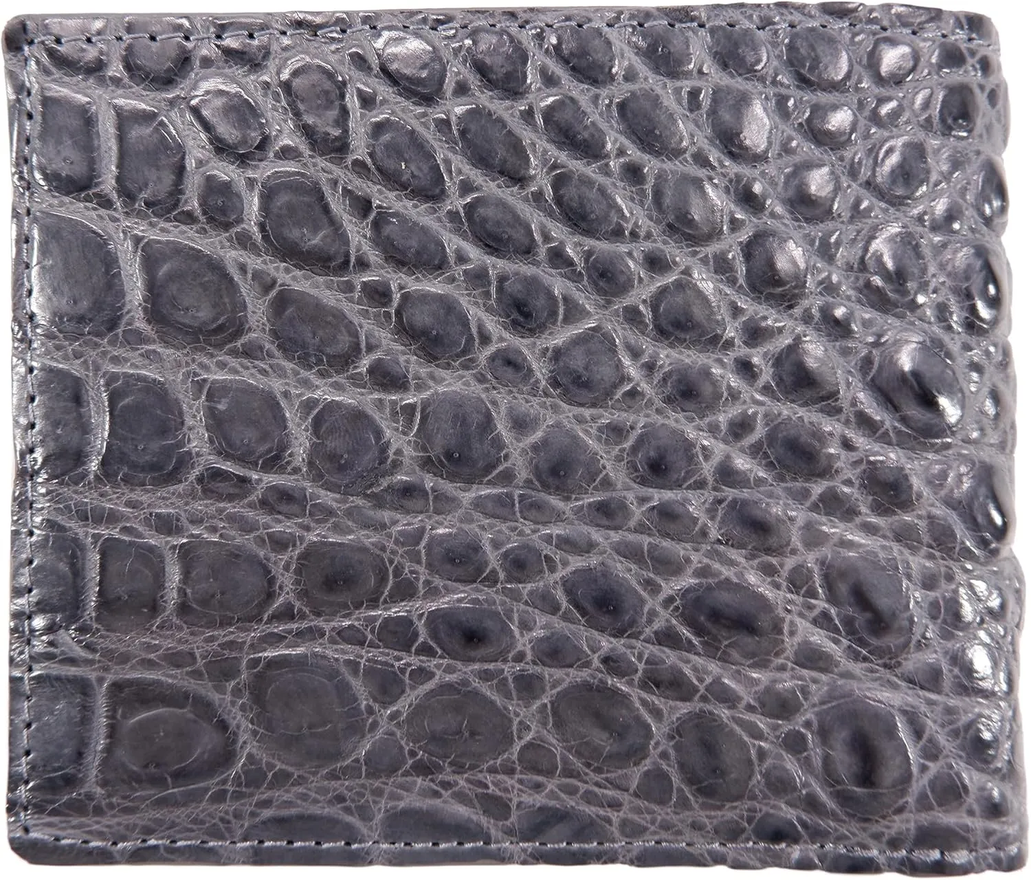 Genuine Crocodile Alligator Head Bump Skin Leather Soft & Slim Bifold Wallet (6 Card Slots   2 ID Windows   2 Compartments for Bills, Traffic Grey)