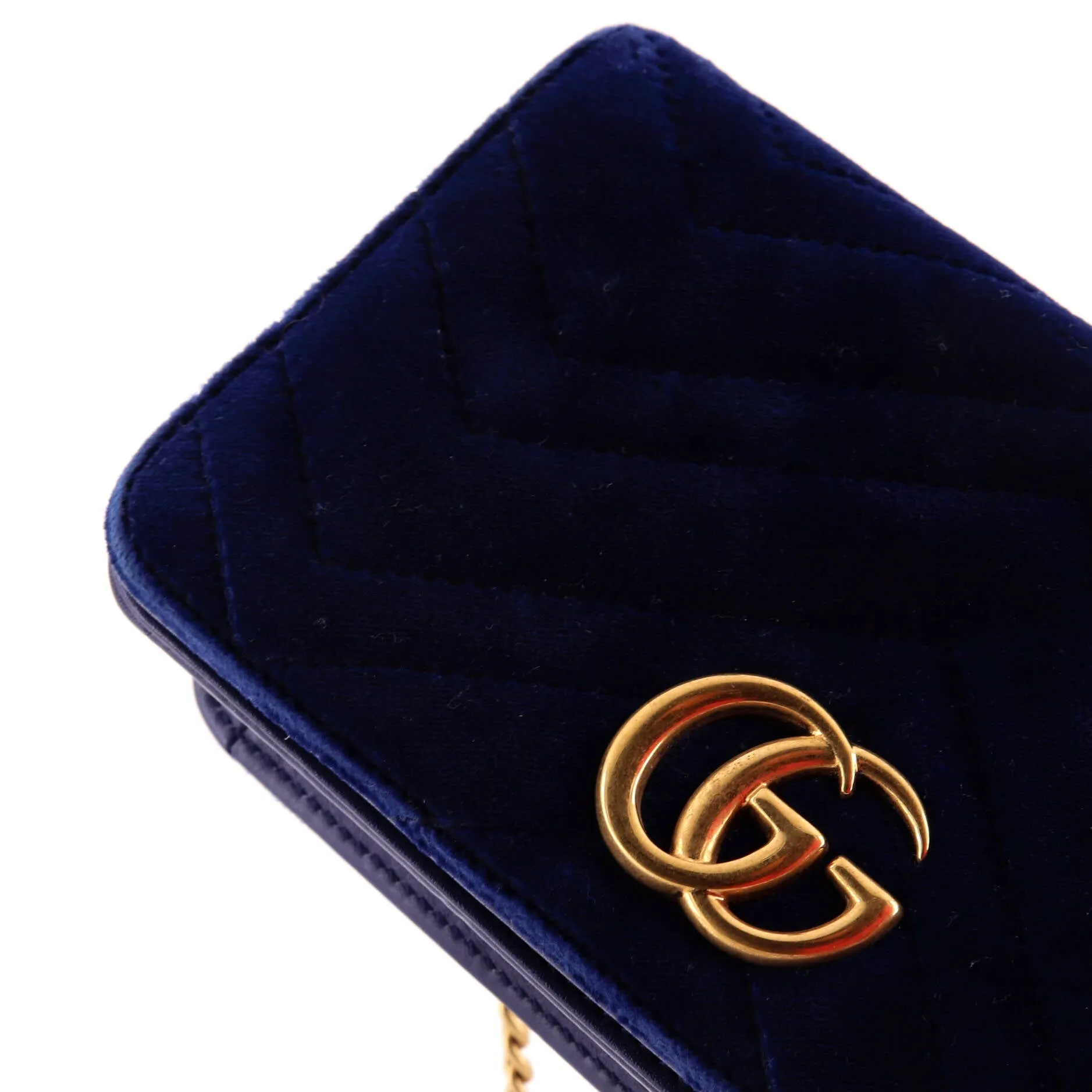 GG Marmont Chain Flap Bag Matelasse Velvet Mini