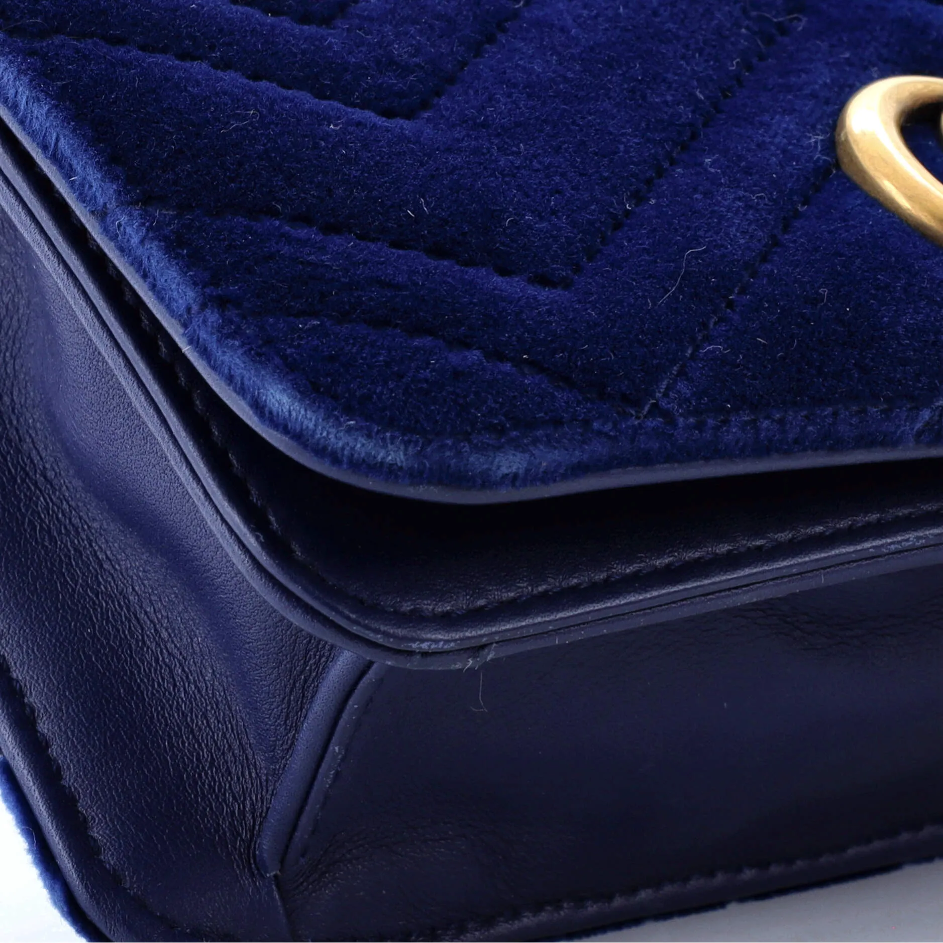 GG Marmont Chain Flap Bag Matelasse Velvet Mini