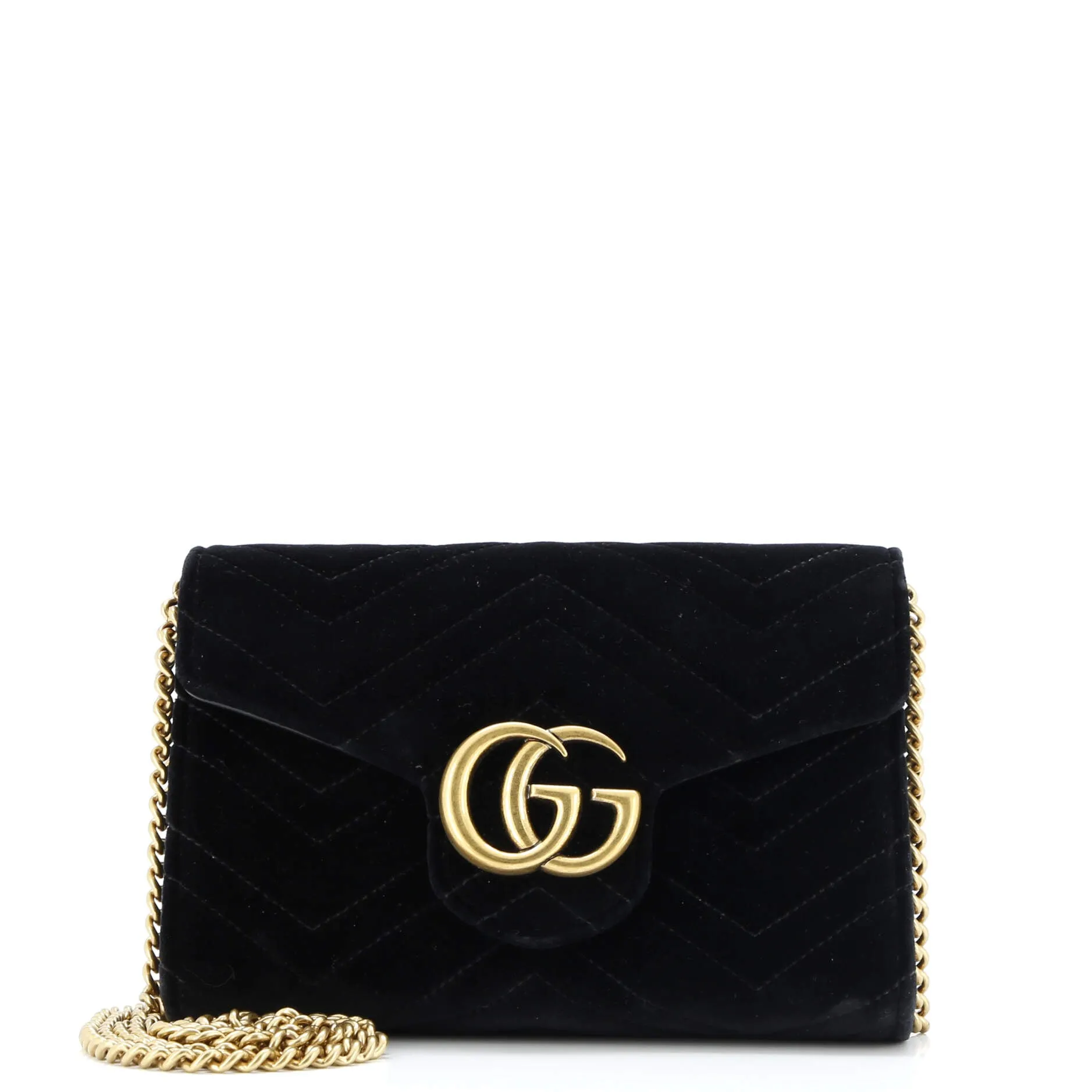 GG Marmont Chain Wallet Matelasse Velvet Mini