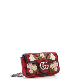 GG Marmont Flap Bag Embroidered Diagonal Quilted GG Canvas Super Mini