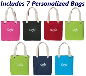 Gift, Totes, Affordable delivery fees Personalized Metal Canvas Grommets, Party Wedding Tote Bulk Embroidered Contrast Gift, Name Wi-Fi-enabled Bags, with Lined, Bridesmaid