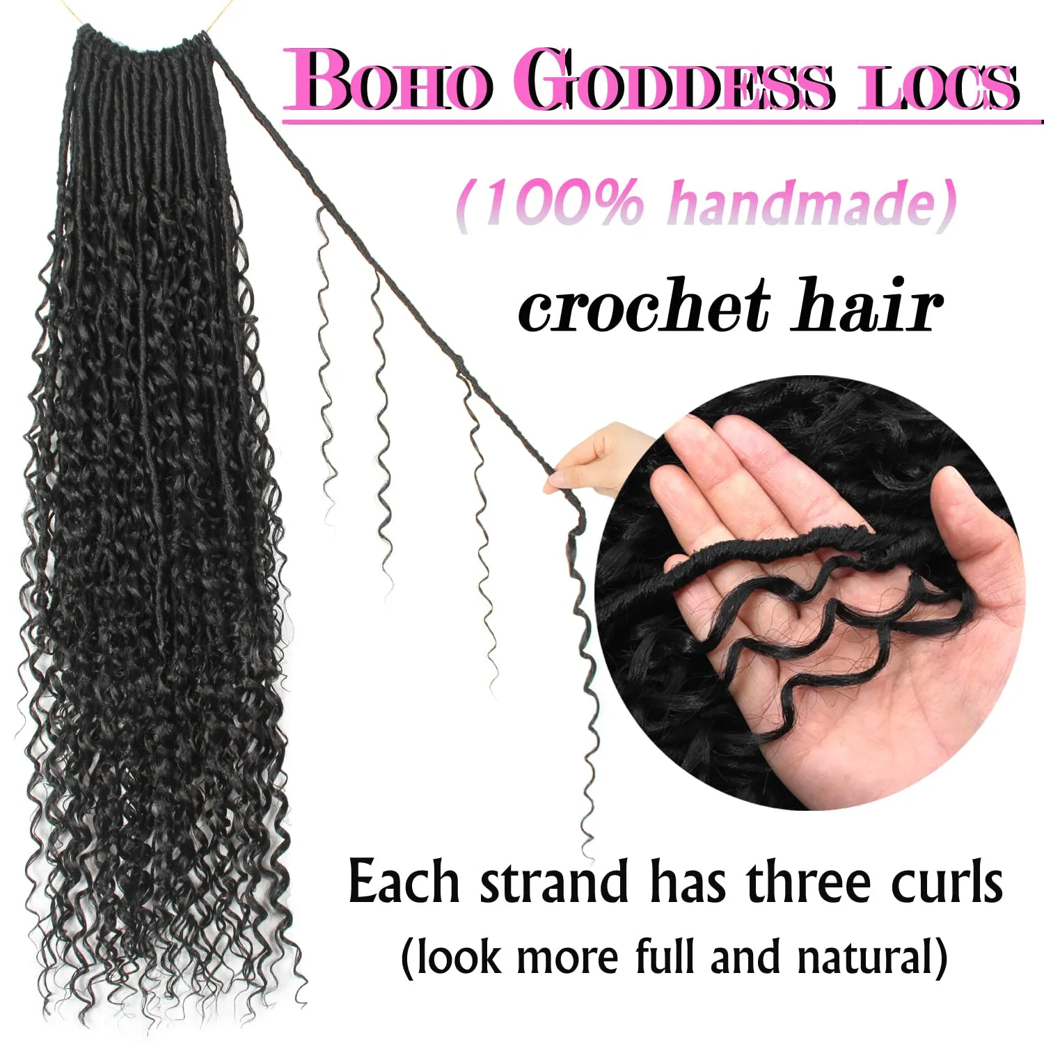 Goddess Locs Crochet Hair 30 Inch Faux Locs Crochet Pre-looped Boho Faux Locs with Curly Ends 8 Packs Long Bohemian River Locs Crochet Hair for Black Women(30Inch,2#)