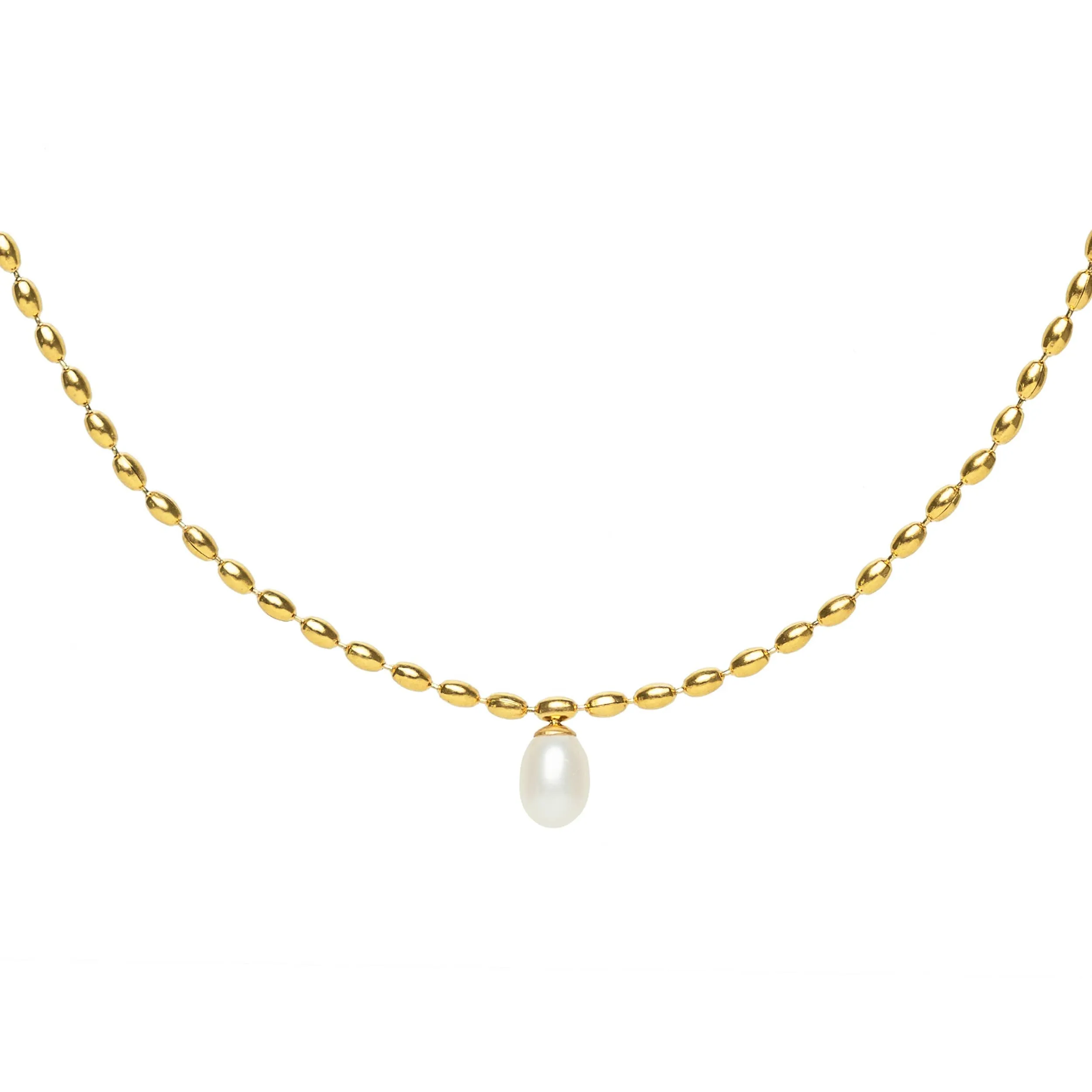 Gold Pearl Pendant Necklace