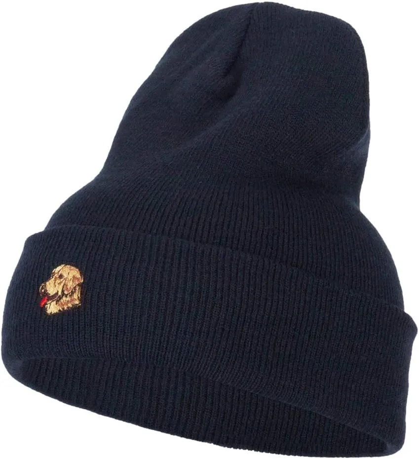 Golden Retriever Head Embroidered Long Knitted Beanie
