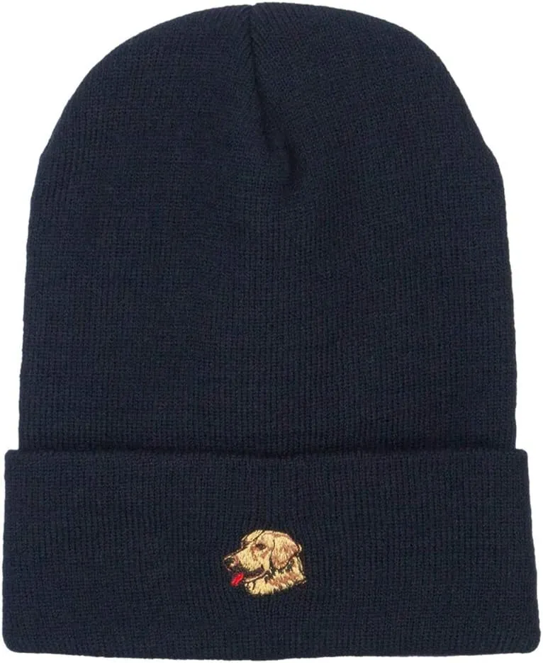 Golden Retriever Head Embroidered Long Knitted Beanie