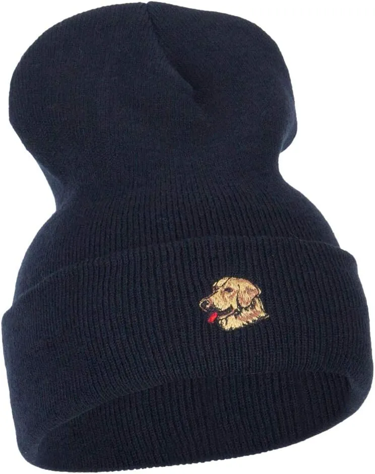 Golden Retriever Head Embroidered Long Knitted Beanie