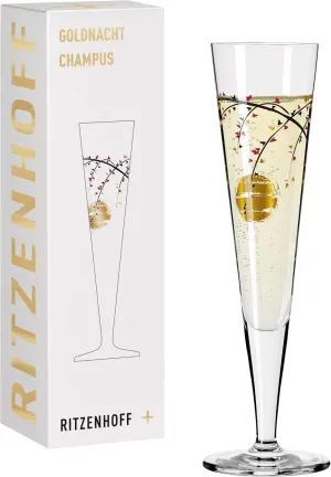 Goldnacht No. 14 1071014 Champagne Glass 200 ml Elegant Designer Piece with Real Gold Made in Germany