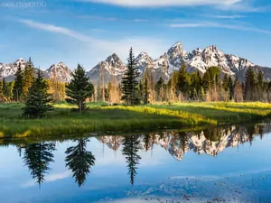 GOLDyyFROG Diamond Painting Landscape Mountain Range with Its Reflection Grand Teton National Park Landscapection Scenic Schwabacher Snake for Adult Painting Kits Diamond Art 12x16 Inches