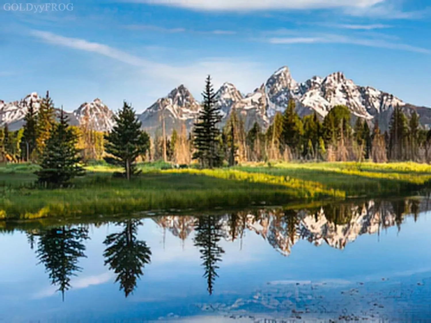 GOLDyyFROG Diamond Painting Landscape Mountain Range with Its Reflection Grand Teton National Park Landscapection Scenic Schwabacher Snake for Adult Painting Kits Diamond Art 12x16 Inches