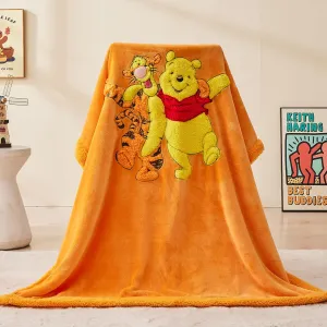 GONAAP Kids Blanket 3D Cartoon Embroidered Sherpa Blanket Plush Warm for Boys Girls(Yellow Bear and Tigger Colorful, (40"X50"))