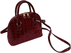 GORGLITTER Women's Dome Satchel Bags Small Crossbody Bag Crocodile Metallic Embossed Purses Top Handle Bags