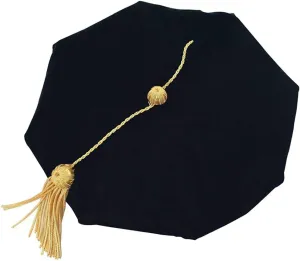 GraduatePro Doctoral Graduation Tam PhD Blue/Black Velvet with Gold Bullion Tassel, 8-Sided/6 Sided/4 Sided Doctorate Cap
