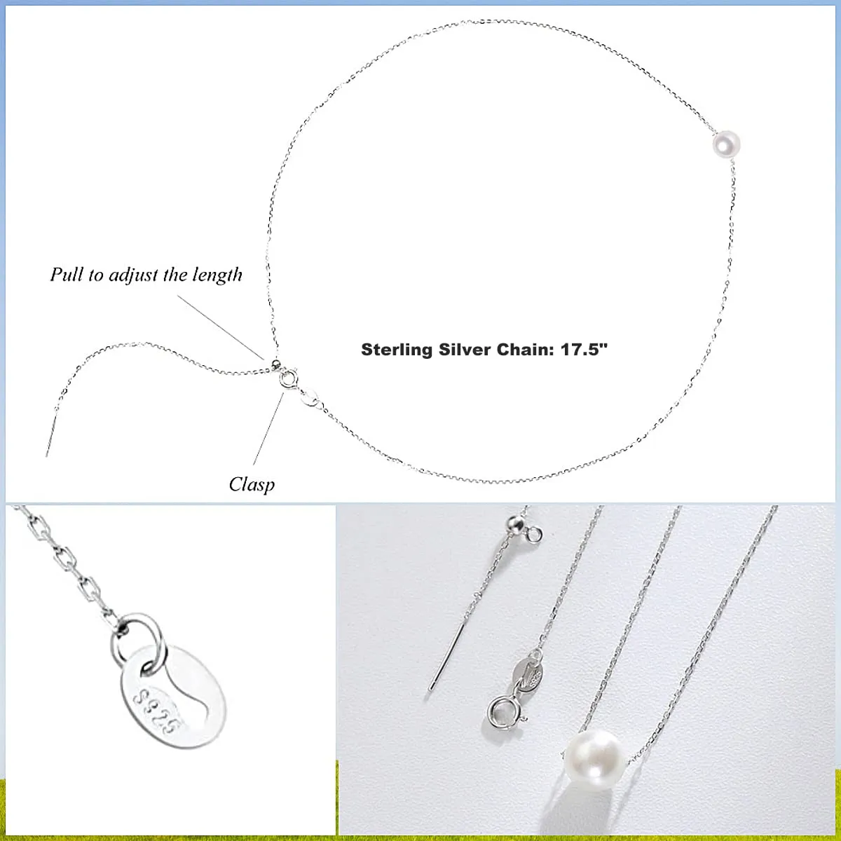 Graduation Gifts for College Girls, Freshwater Cultured Pearl Pendant with Sterling Silver Adjustable Cable Chain, High School Graduate Gifts Ideas for Best Friend, Daughter, Granddaughter, Sister