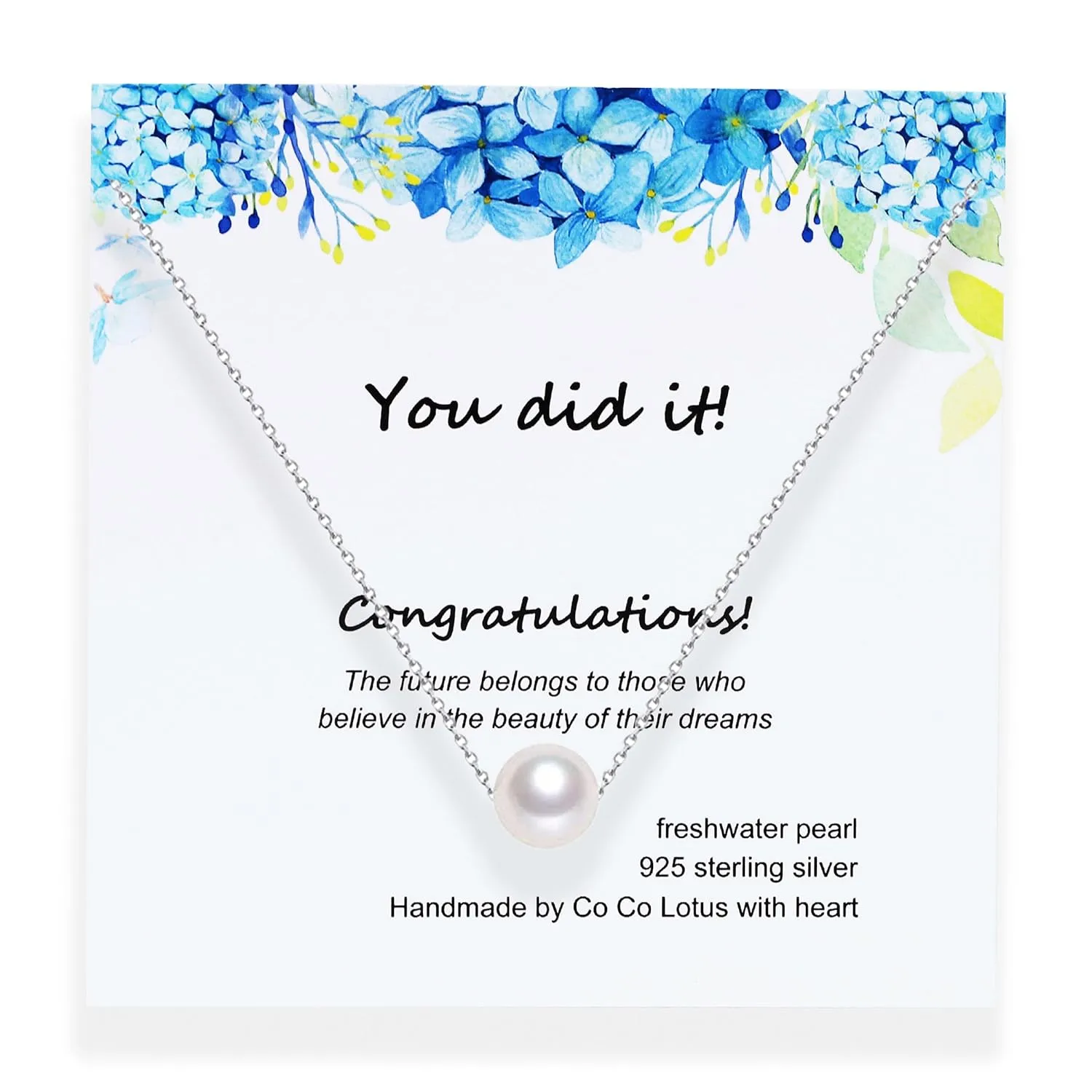 Graduation Gifts for College Girls, Freshwater Cultured Pearl Pendant with Sterling Silver Adjustable Cable Chain, High School Graduate Gifts Ideas for Best Friend, Daughter, Granddaughter, Sister