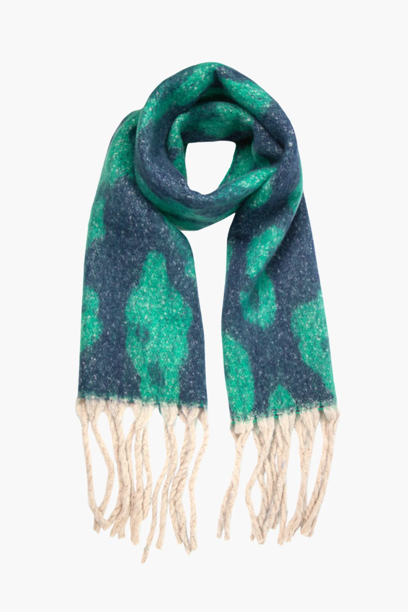 Green Blue Large Leopard Print Heavyweight Scarf