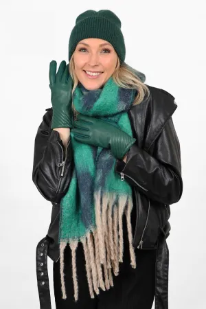 Green Blue Large Leopard Print Heavyweight Scarf